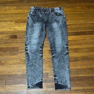 Forever 21 Men Stylish Black Acid Wash Jeans, Medium
